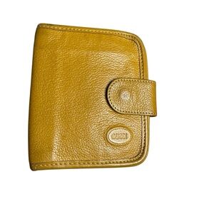 VTG Mundi Yellow Leather Wallet Made In Brazil Womens Bi-fold